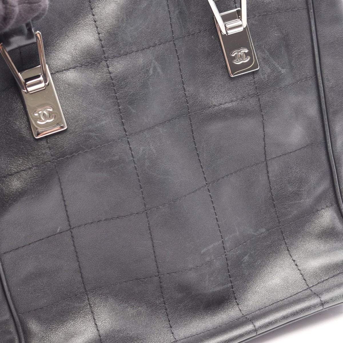 Chanel Tote Bag Choco Bar Black Lambskin — view 7