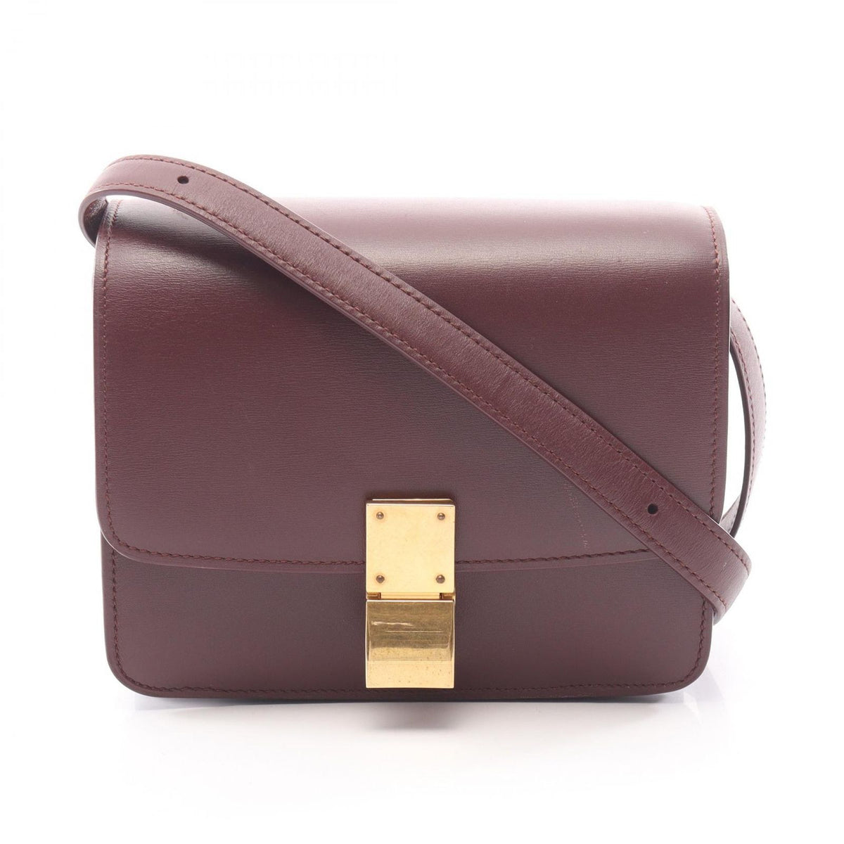 Celine Shoulder Bag Classic Box Small Bordeaux Leather
