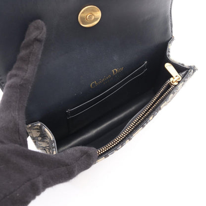 Dior Waist Bag Saddle Oblique Jacquard Ivory Navy Canvas Leather Pouch — view 3