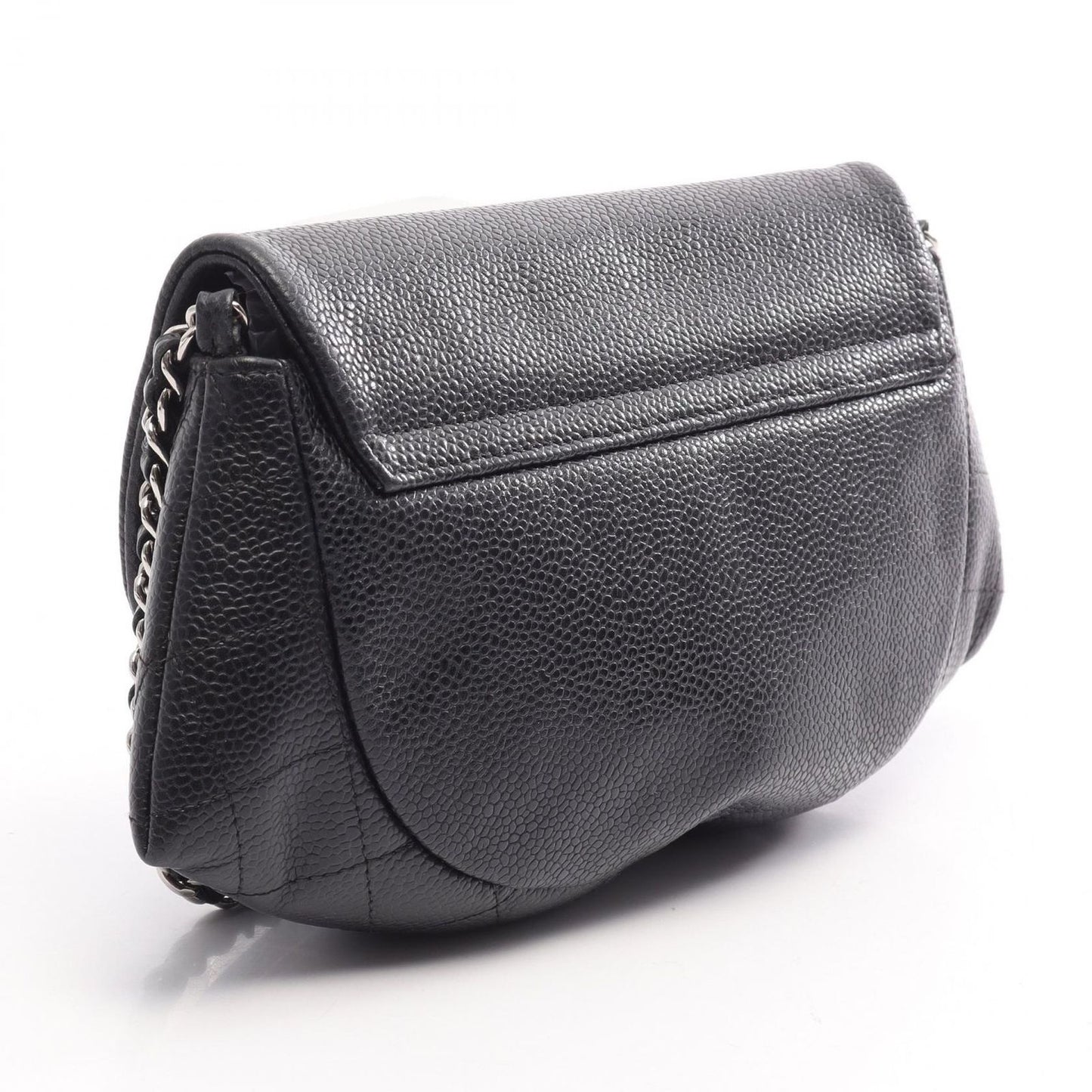 Chanel Shoulder Bag Half Moon CC Logo Black Caviar Leather CC Chain Wallet — view 2