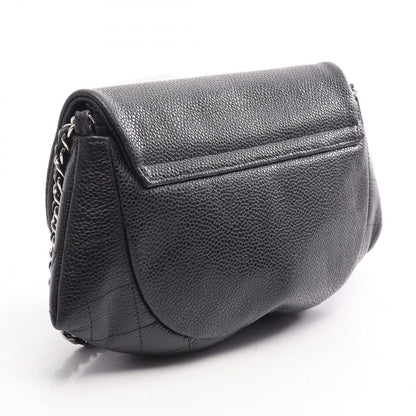 Chanel Shoulder Bag Half Moon CC Logo Black Caviar Leather CC Chain Wallet — view 2