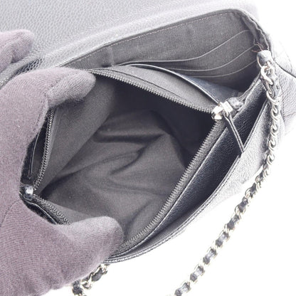 Chanel Shoulder Bag Half Moon CC Logo Black Caviar Leather CC Chain Wallet — view 4