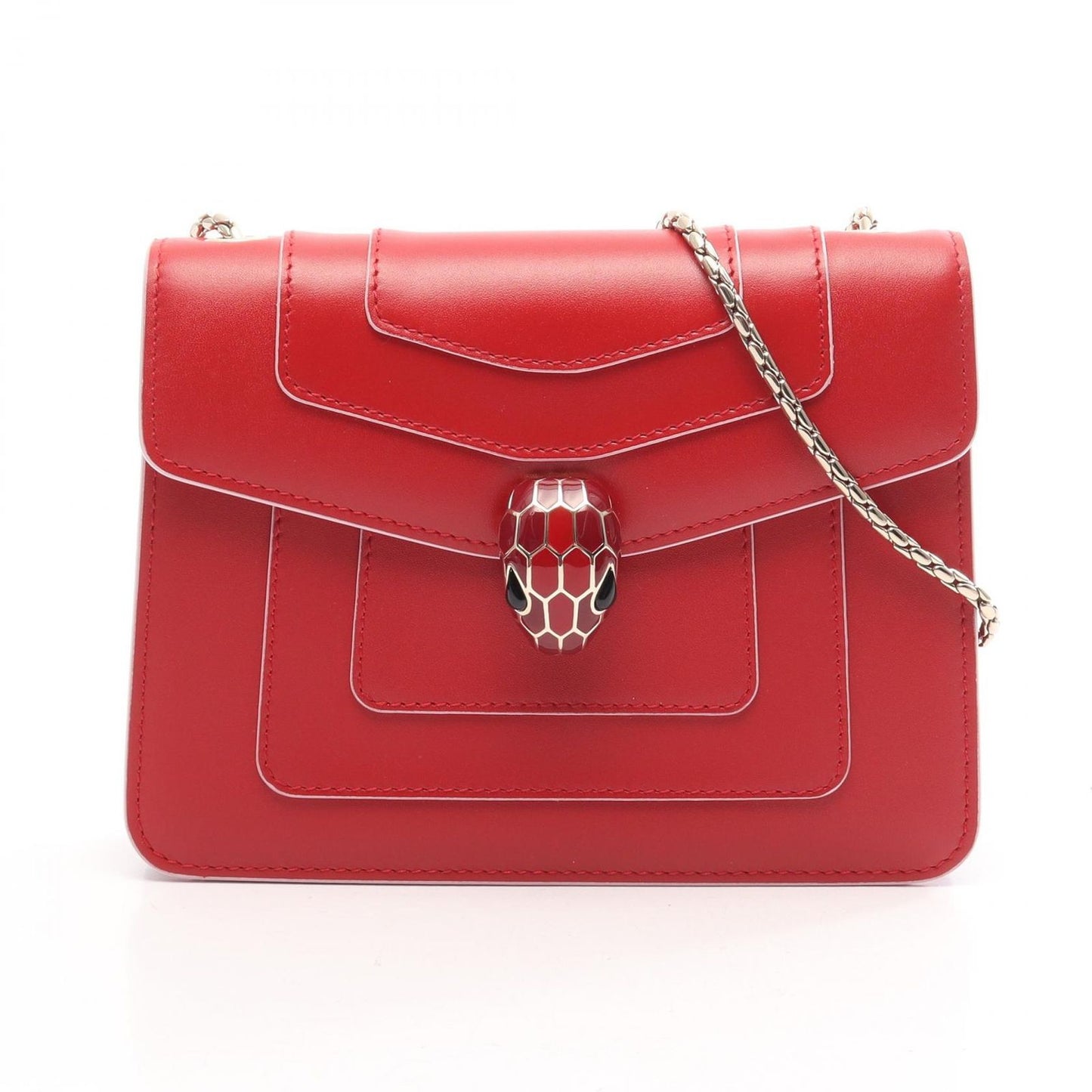 Bvlgari Shoulder Bag Serpenti Forever Red Leather