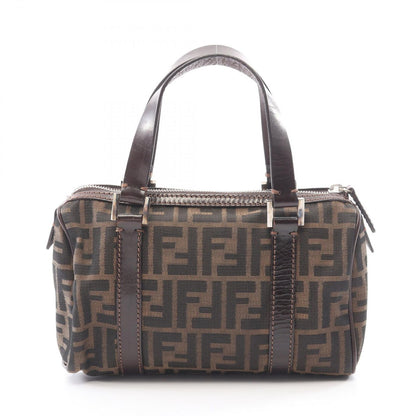 Fendi Zucca Brown Black Canvas Leather Mini Boston Bag