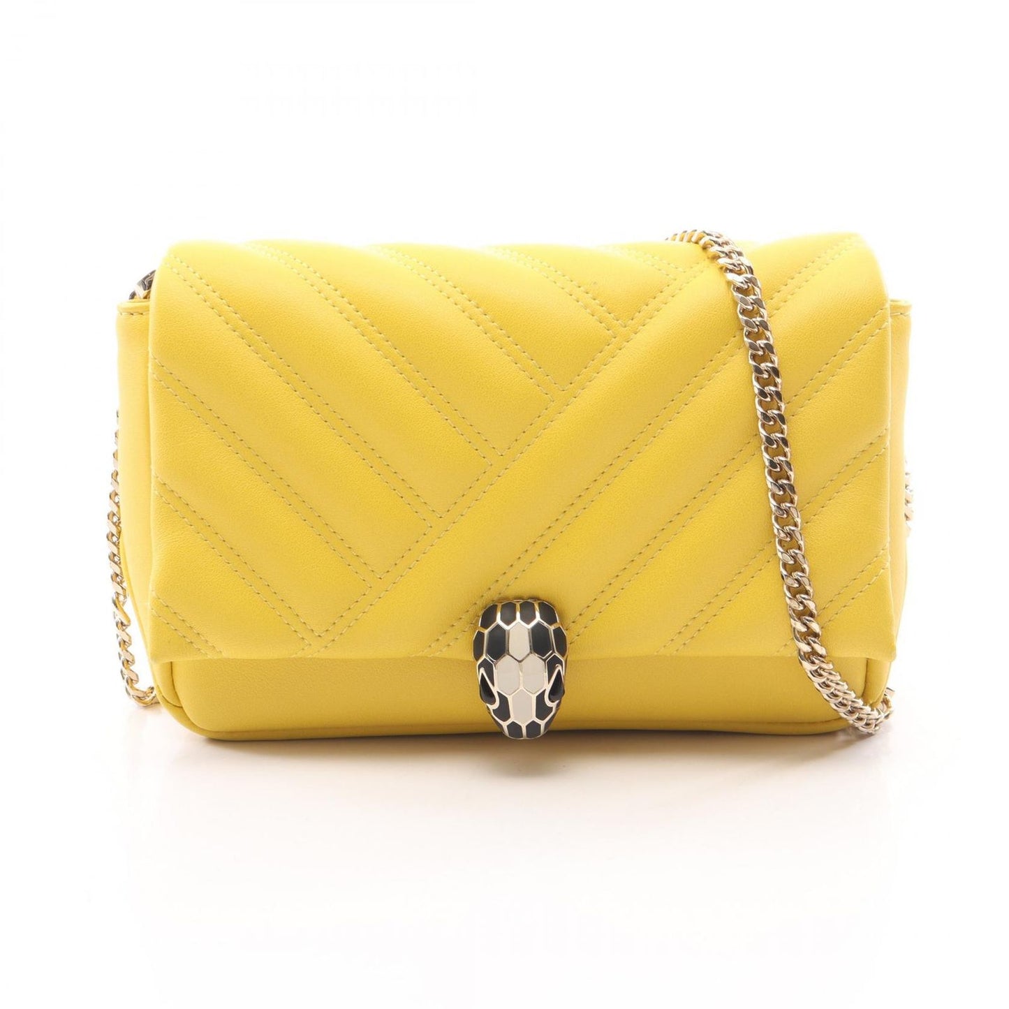 Bvlgari Shoulder Bag Serpenti Cabochon Yellow Leather