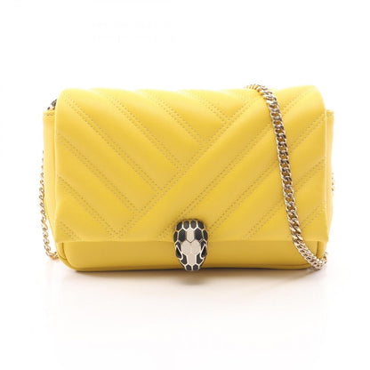 Bvlgari Shoulder Bag Serpenti Cabochon Yellow Leather