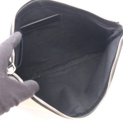 Balenciaga Clutch Navy Clip M Ivory Black Canvas Leather — view 3