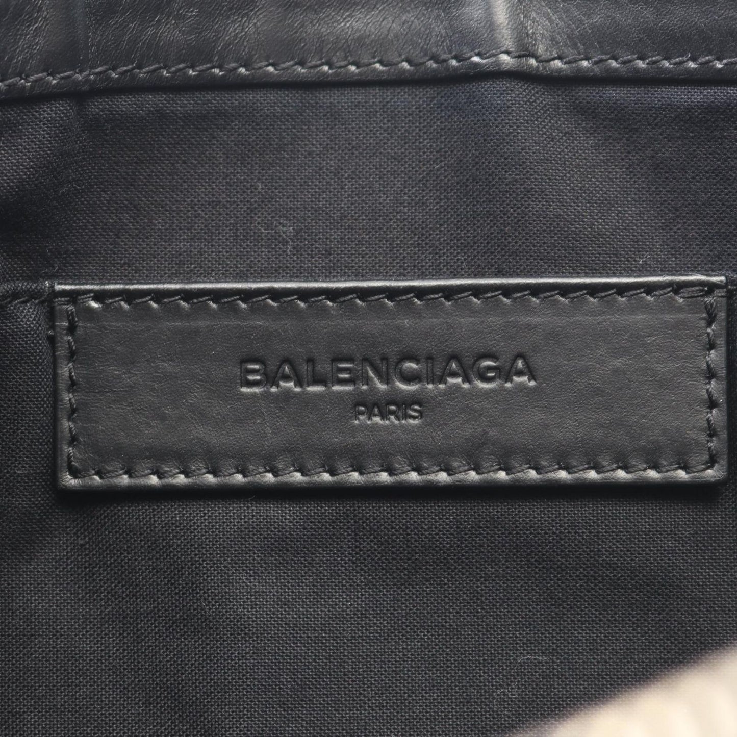 Balenciaga Clutch Navy Clip M Ivory Black Canvas Leather — view 4