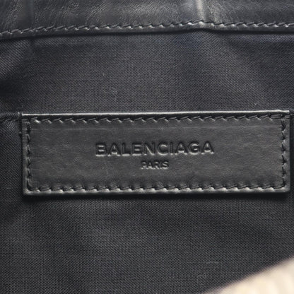 Balenciaga Clutch Navy Clip M Ivory Black Canvas Leather — view 4
