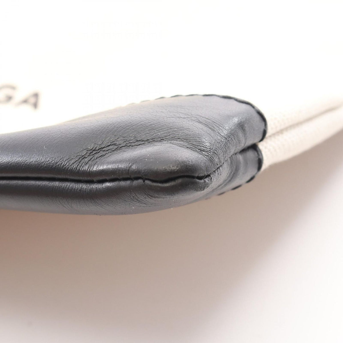 Balenciaga Clutch Navy Clip M Ivory Black Canvas Leather — view 6