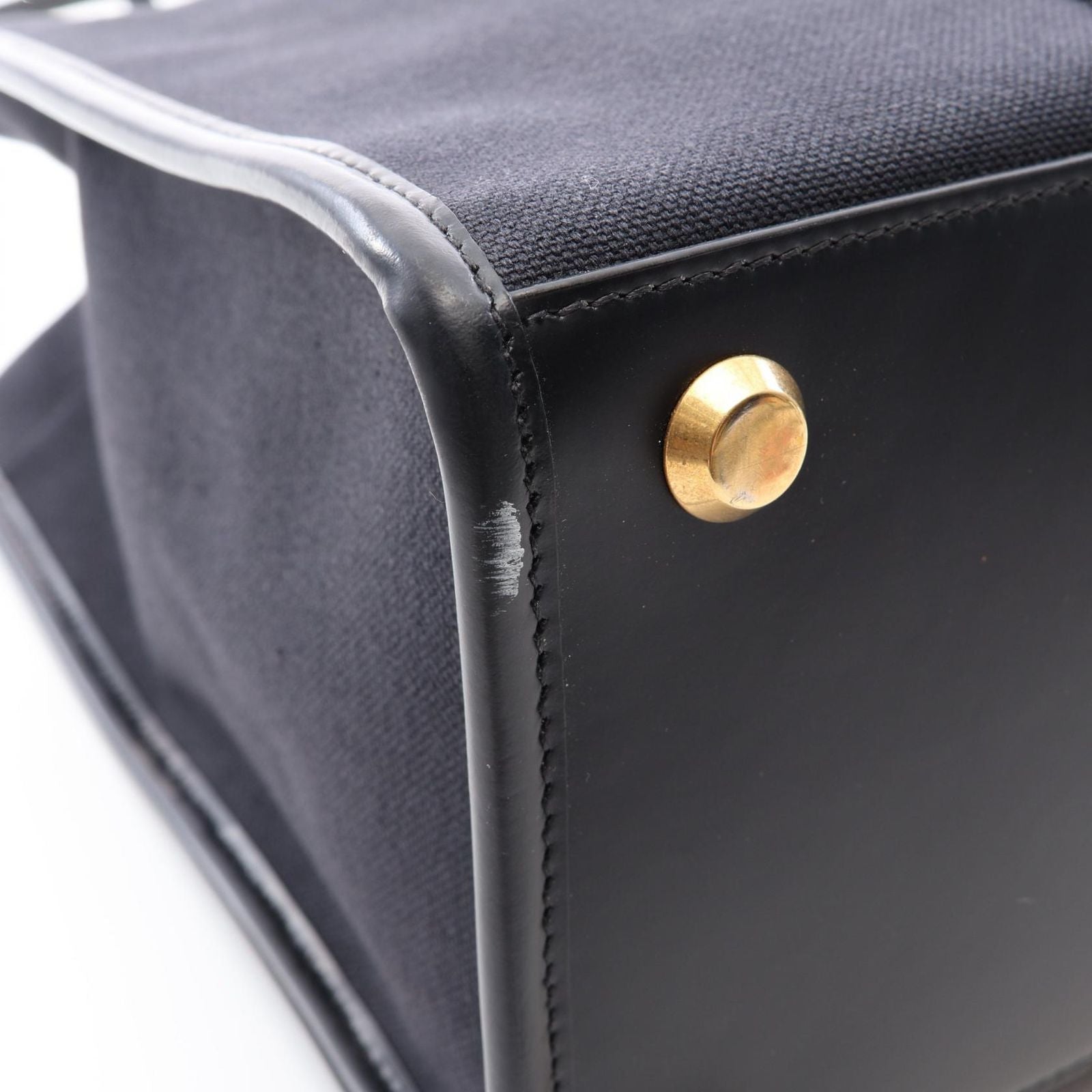 Balenciaga Tote Bag 2-Way Black White Canvas Leather — view 5