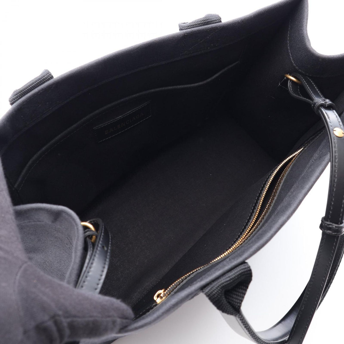 Balenciaga Tote Bag 2-Way Black White Canvas Leather — view 3