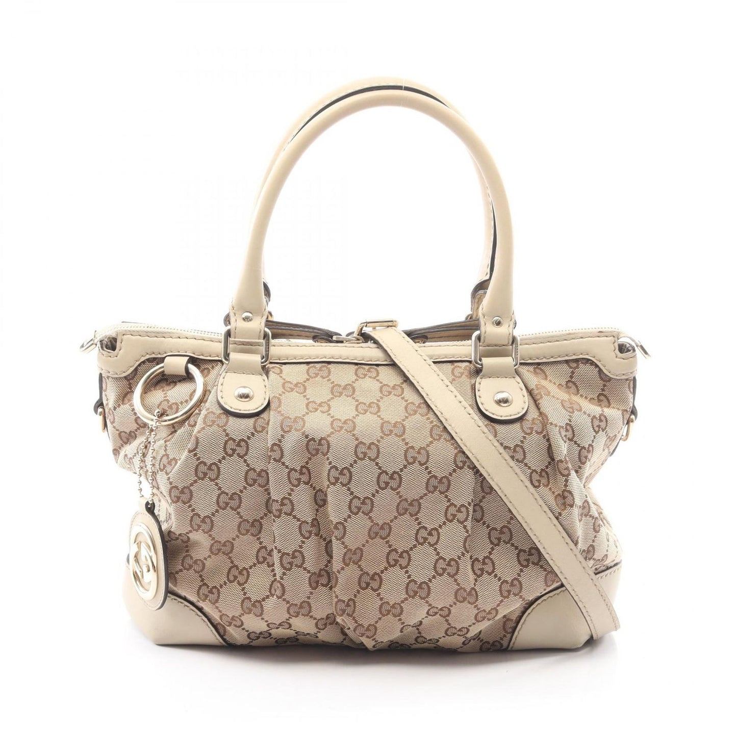 Gucci Sookie GG Canvas 2-Way Beige Brown Ivory Tote Bag