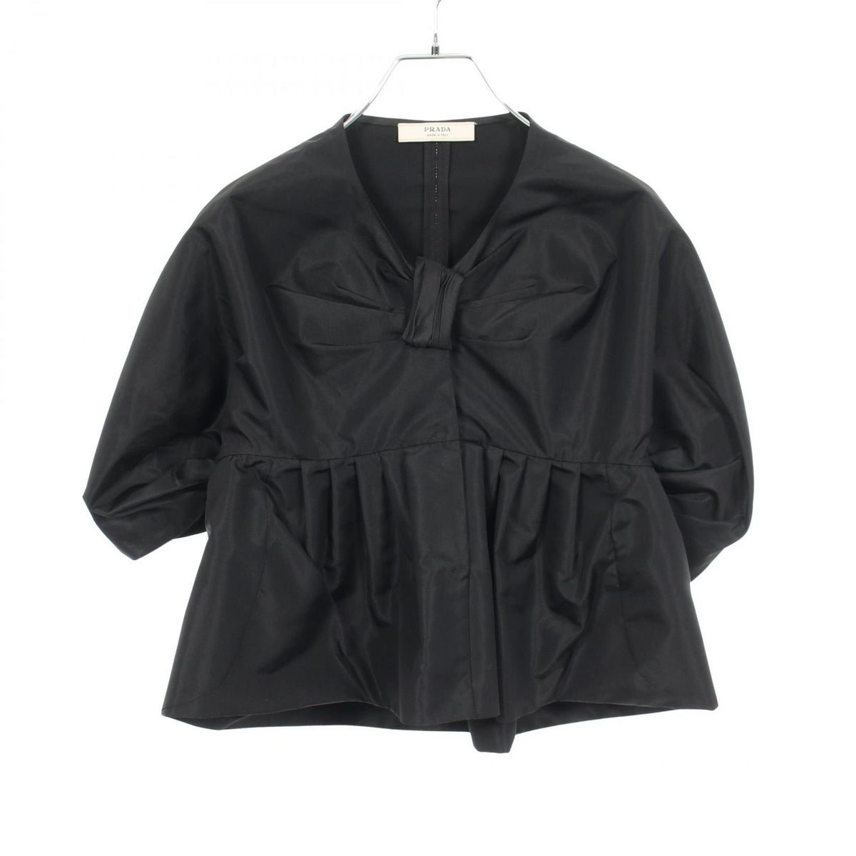 Prada Collarless Jacket Short Sleeve Silk