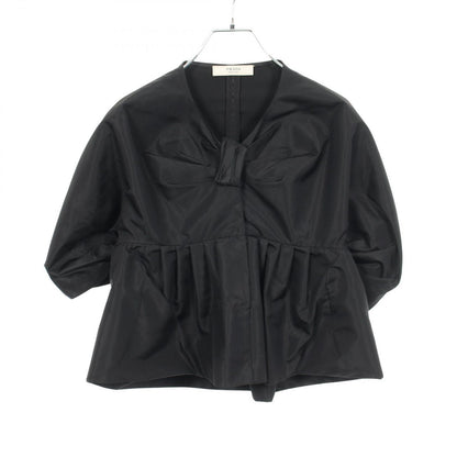 Prada Collarless Jacket Short Sleeve Silk
