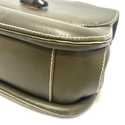 Gucci Turnlock Bamboo 000 406 Leather Khaki Handbag — view 6