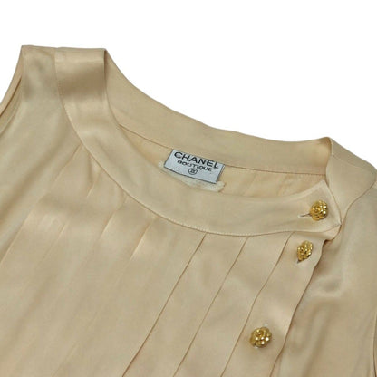 Chanel Blouse Camellia Button Silk White — view 4