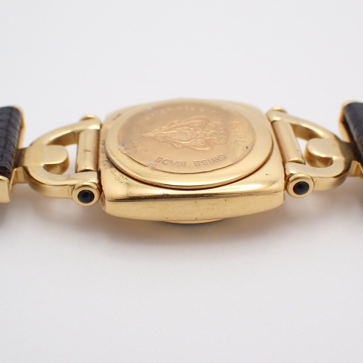 Gucci Quartz Watch Gold Black Dial Leather Strap Pawn — view 7