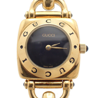 Gucci Quartz Watch Gold Black Dial Leather Strap Pawn