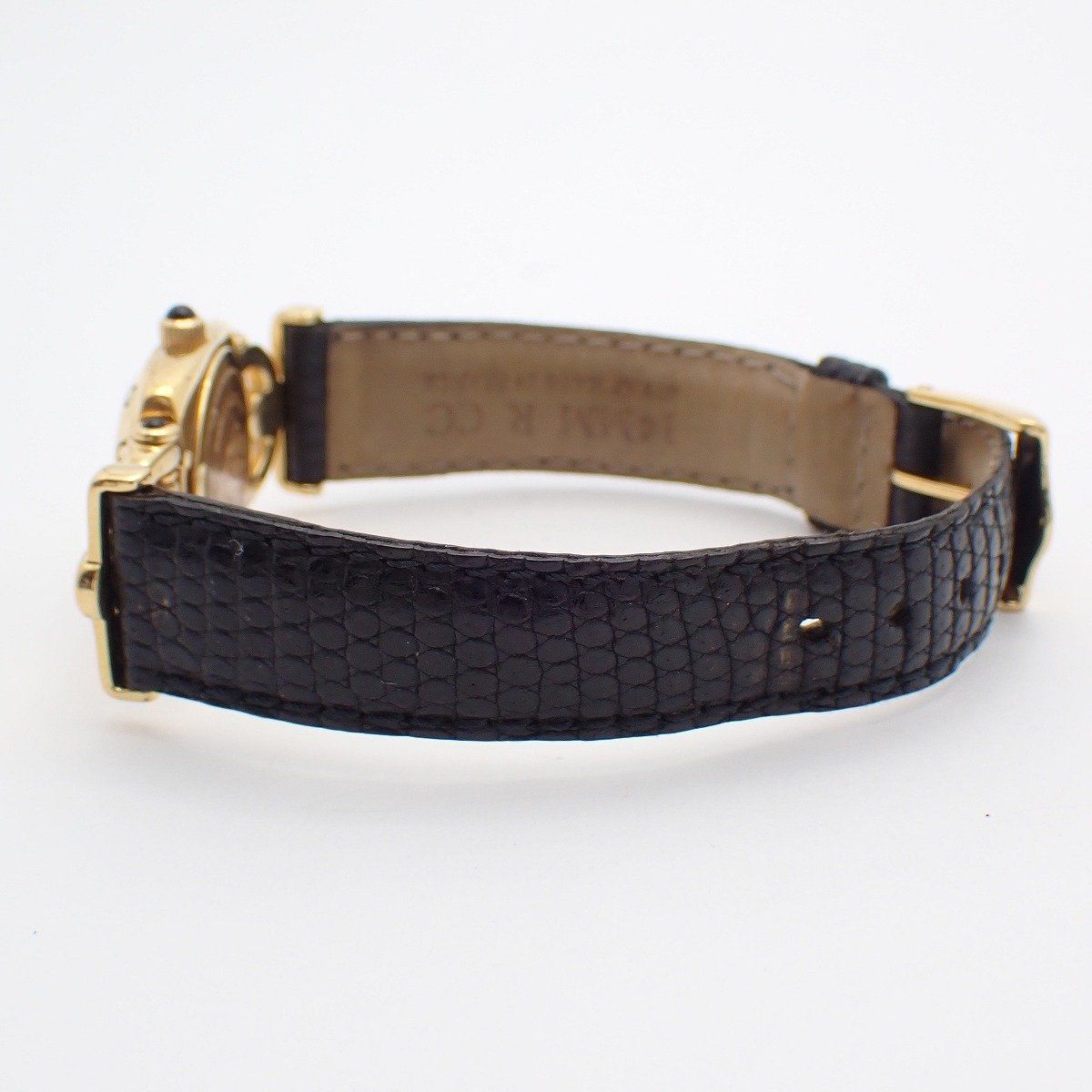 Gucci Quartz Watch Gold Black Dial Leather Strap Pawn — view 5
