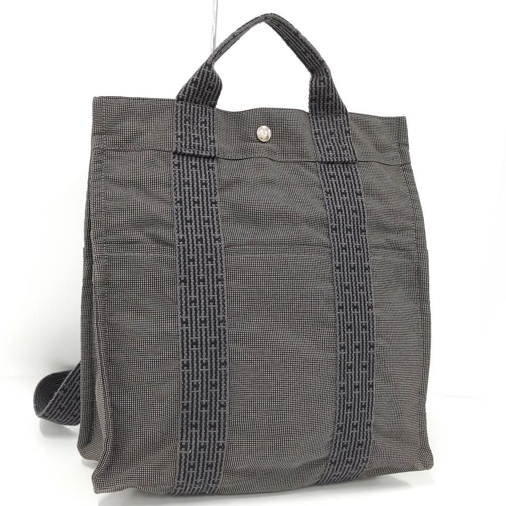 Hermes Herline a Dos MM Backpack Nylon Canvas Gray