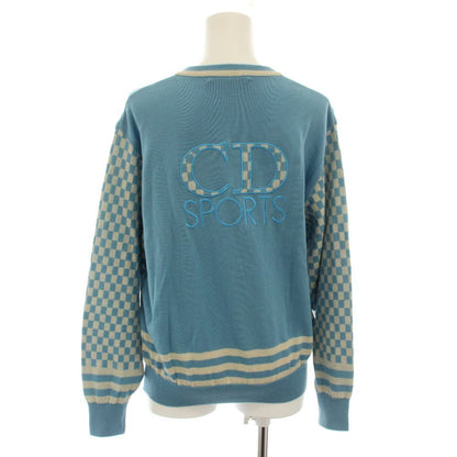 Dior Sports Knit Sweater V-neck Long Sleeve Logo Embroidery Vintage M Light — view 3