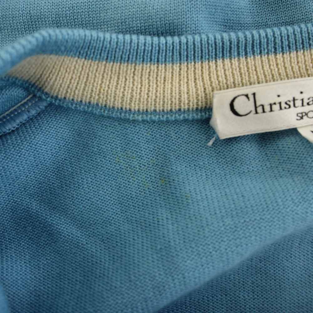 Dior Sports Knit Sweater V-neck Long Sleeve Logo Embroidery Vintage M Light — view 7