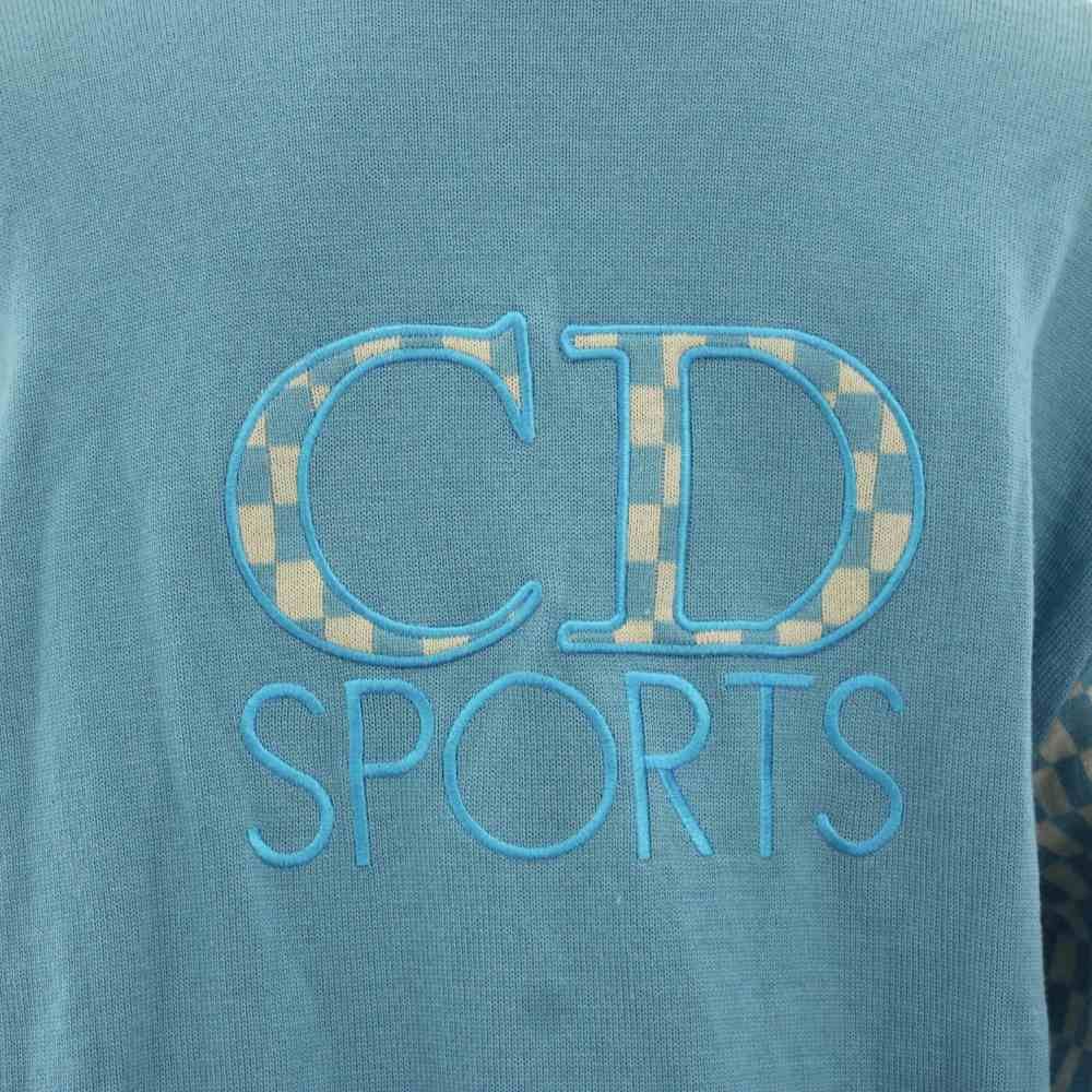 Dior Sports Knit Sweater V-neck Long Sleeve Logo Embroidery Vintage M Light — view 5
