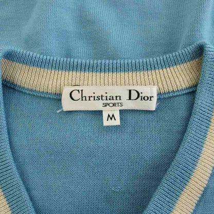 Dior Sports Knit Sweater V-neck Long Sleeve Logo Embroidery Vintage M Light — view 4