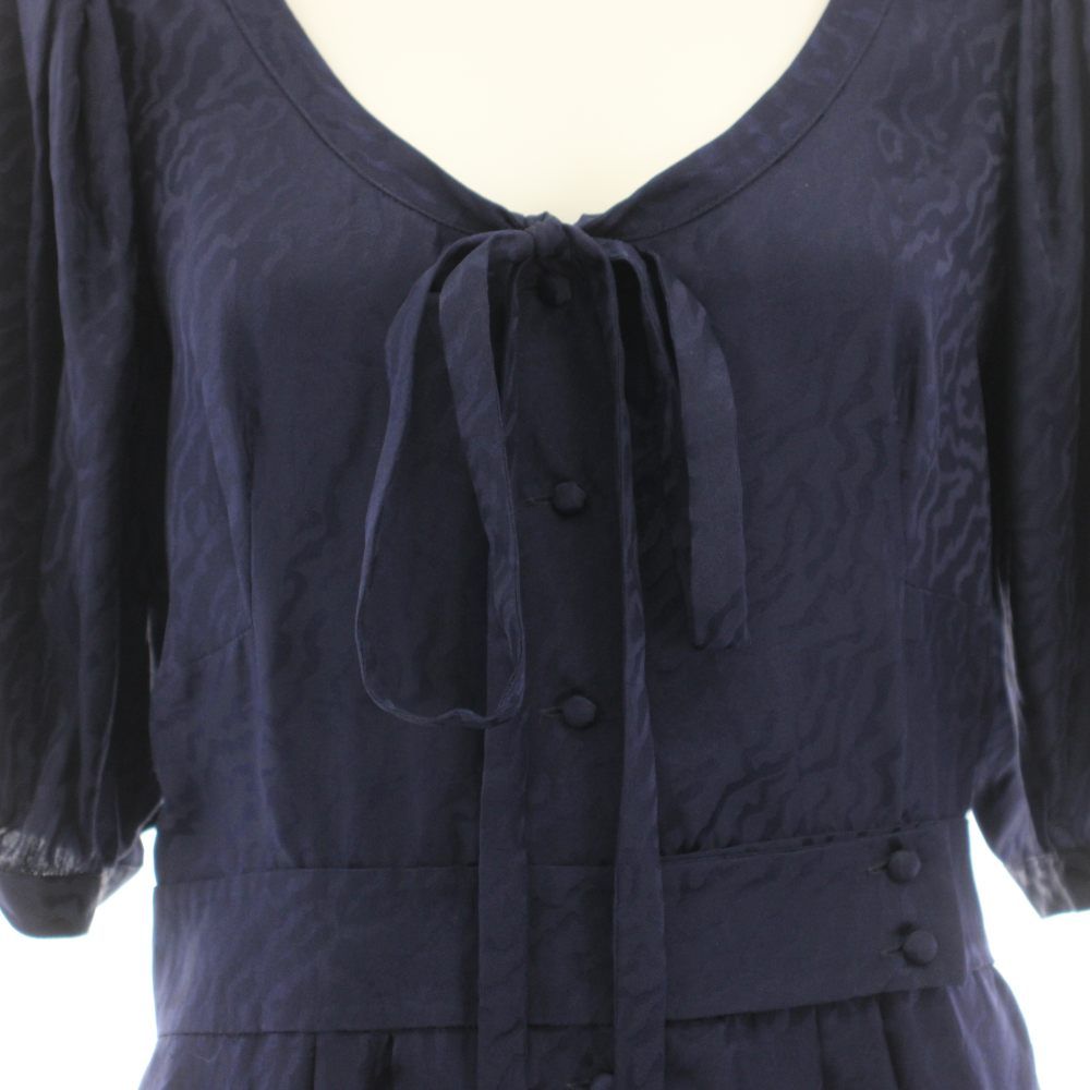 Balenciaga Silk Dress Knee Length Neck Half Sleeves Ribbon All Over Pattern 38 — view 7