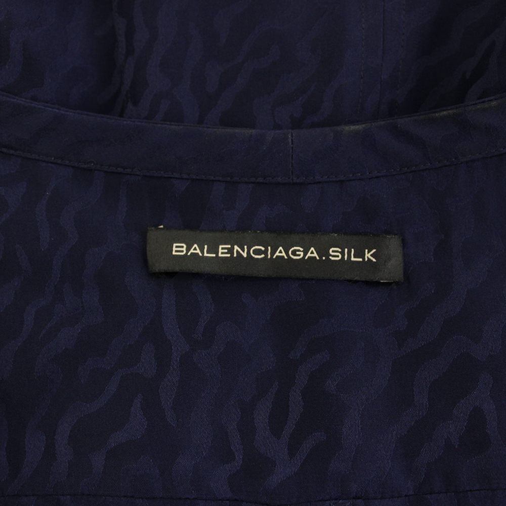 Balenciaga Silk Dress Knee Length Neck Half Sleeves Ribbon All Over Pattern 38 — view 4