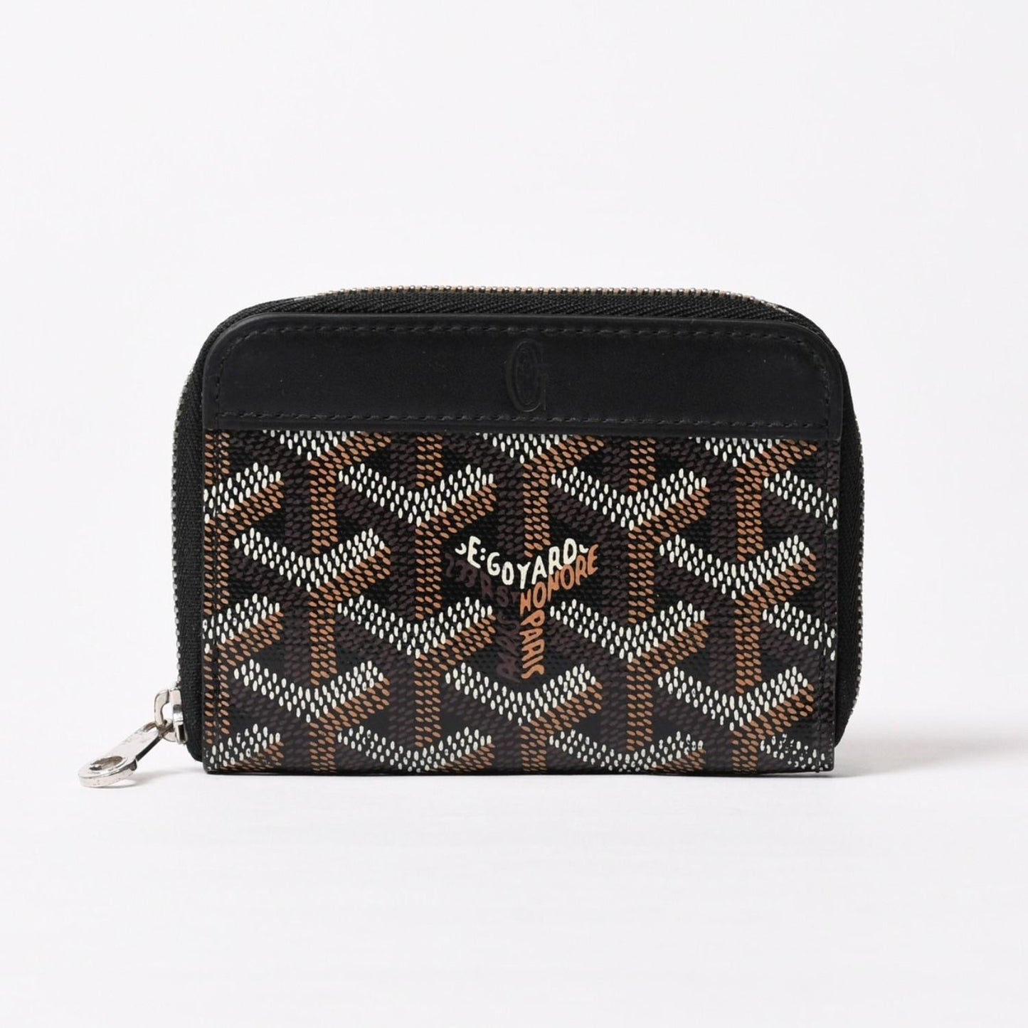Goyard Matignon PM Card Case Coin Purse Din Canvas Leather Black Silver