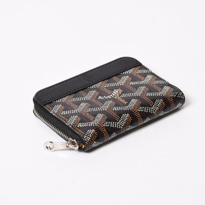Goyard Matignon PM Card Case Coin Purse Din Canvas Leather Black Silver — view 3