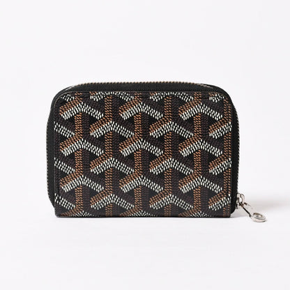 Goyard Matignon PM Card Case Coin Purse Din Canvas Leather Black Silver — view 2