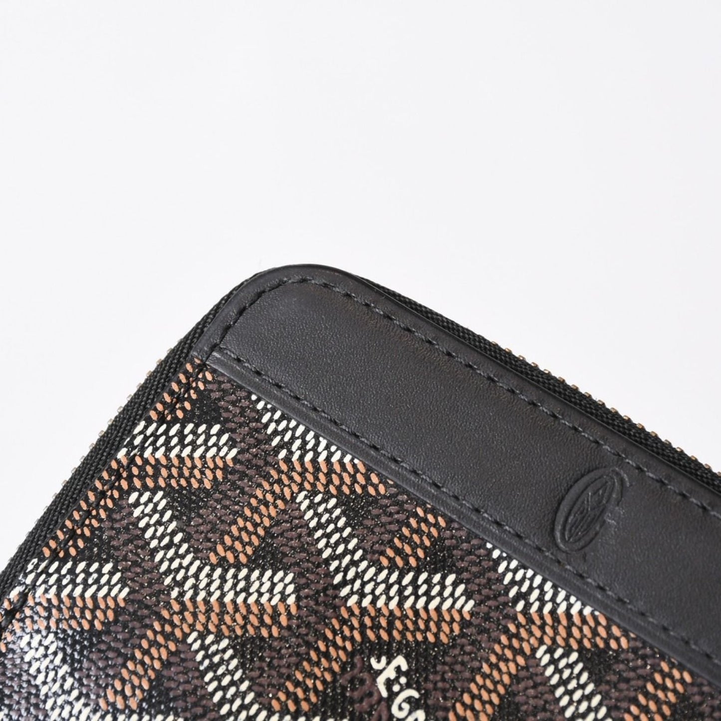 Goyard Matignon PM Card Case Coin Purse Din Canvas Leather Black Silver — view 6