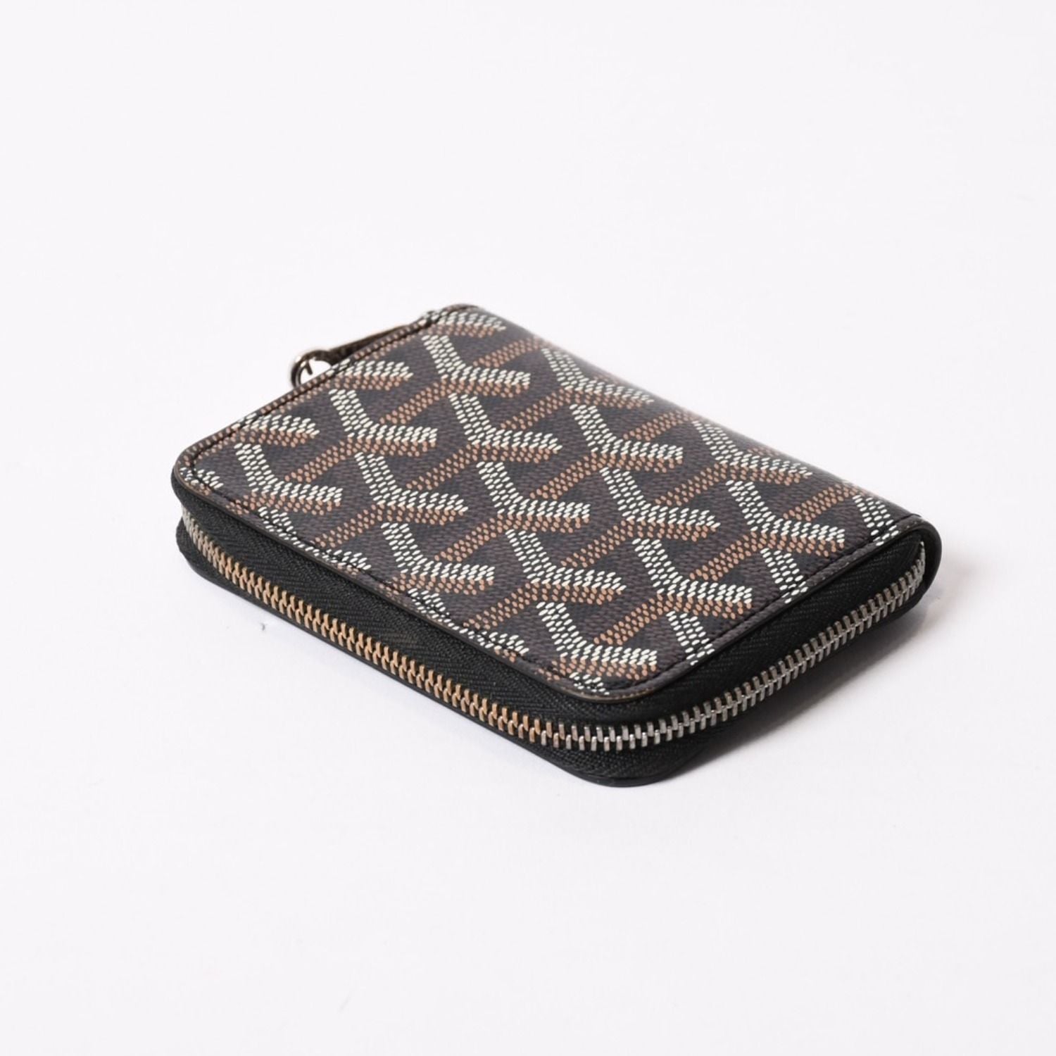 Goyard Matignon PM Card Case Coin Purse Din Canvas Leather Black Silver — view 4