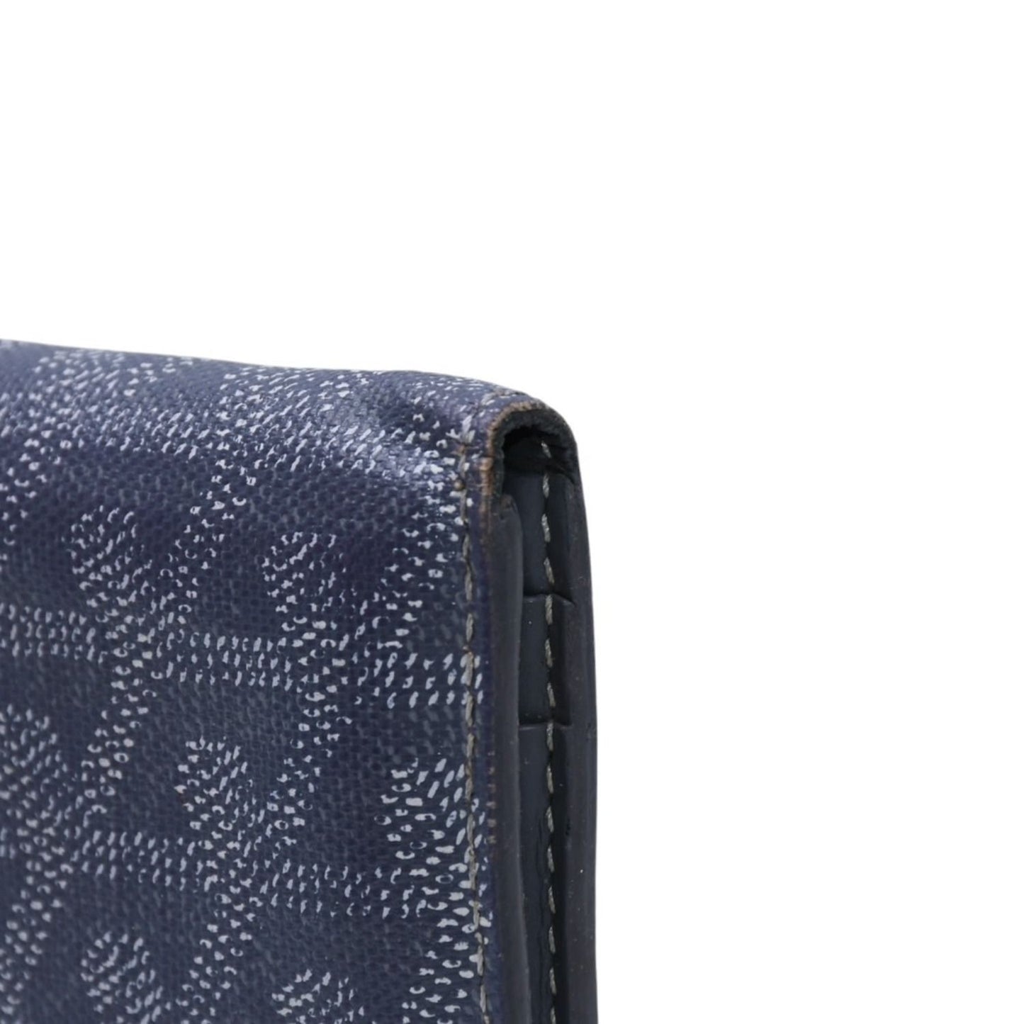 Goyard Saint Pierre Card Wallet Herringbone Pattern Canvas Leather Gray Yellow — view 6