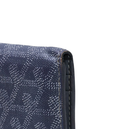 Goyard Saint Pierre Card Wallet Herringbone Pattern Canvas Leather Gray Yellow — view 6