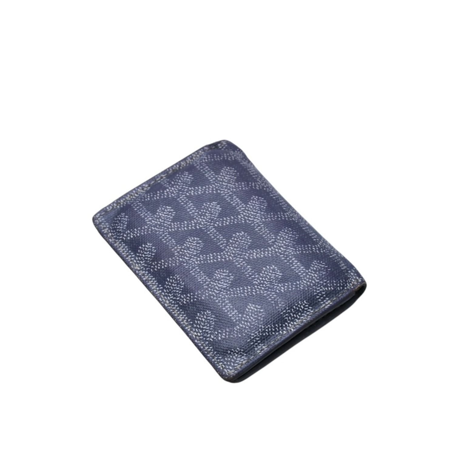 Goyard Saint Pierre Card Wallet Herringbone Pattern Canvas Leather Gray Yellow — view 4
