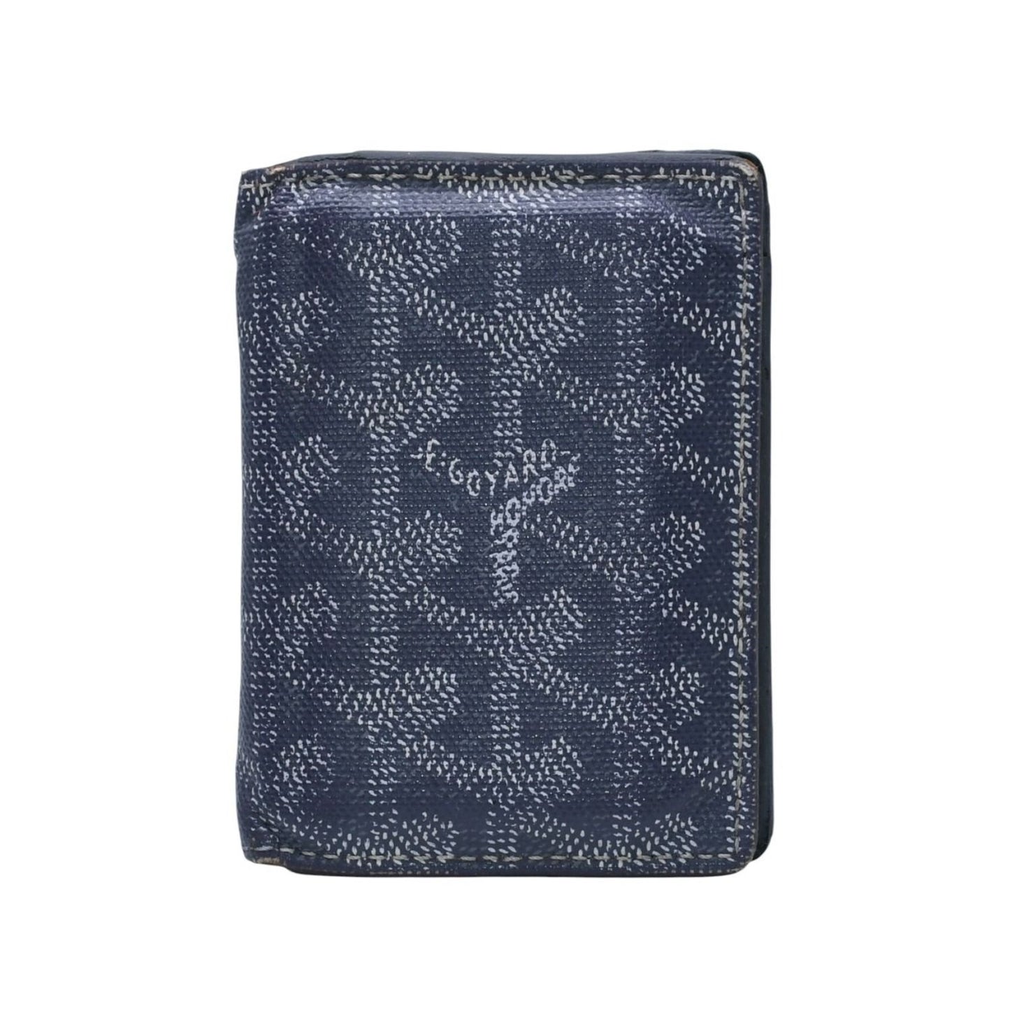 Goyard Saint Pierre Card Wallet Herringbone Pattern Canvas Leather Gray Yellow — view 2