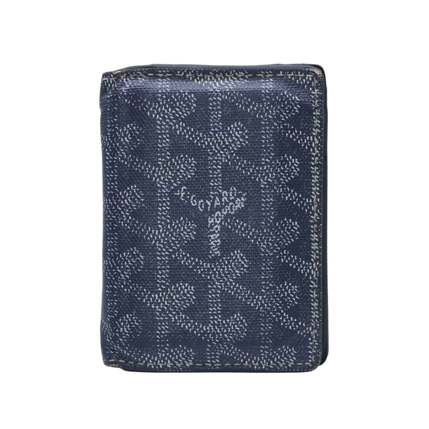 Goyard Saint Pierre Card Wallet Herringbone Pattern Canvas Leather Gray Yellow — view 2