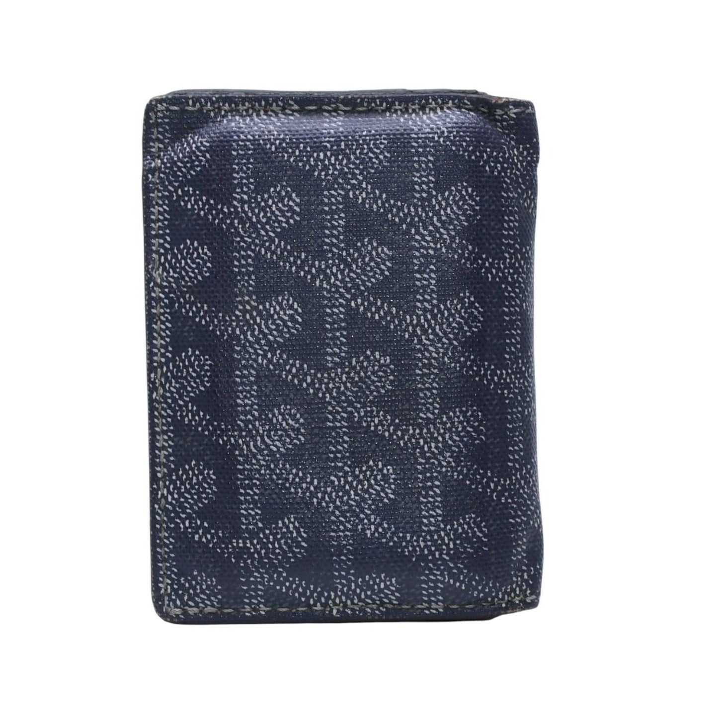 Goyard Saint Pierre Card Wallet Herringbone Pattern Canvas Leather Gray Yellow
