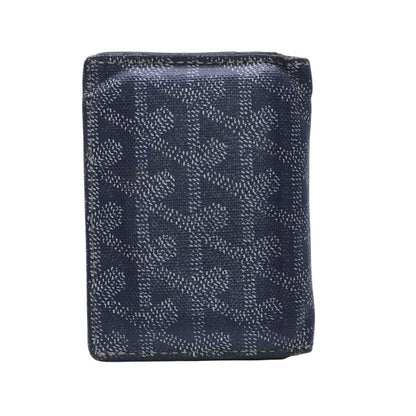 Goyard Saint Pierre Card Wallet Herringbone Pattern Canvas Leather Gray Yellow
