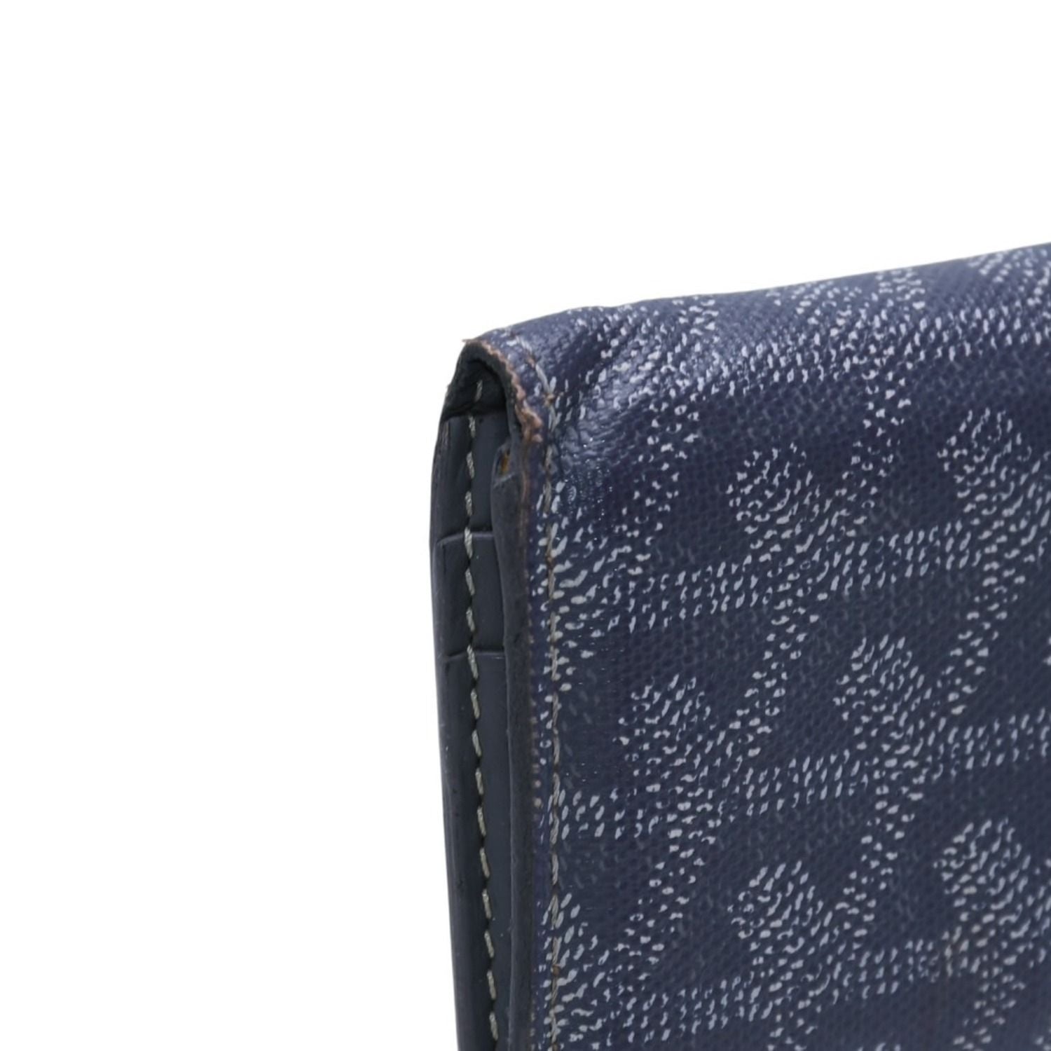 Goyard Saint Pierre Card Wallet Herringbone Pattern Canvas Leather Gray Yellow — view 8