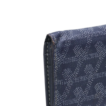 Goyard Saint Pierre Card Wallet Herringbone Pattern Canvas Leather Gray Yellow — view 8