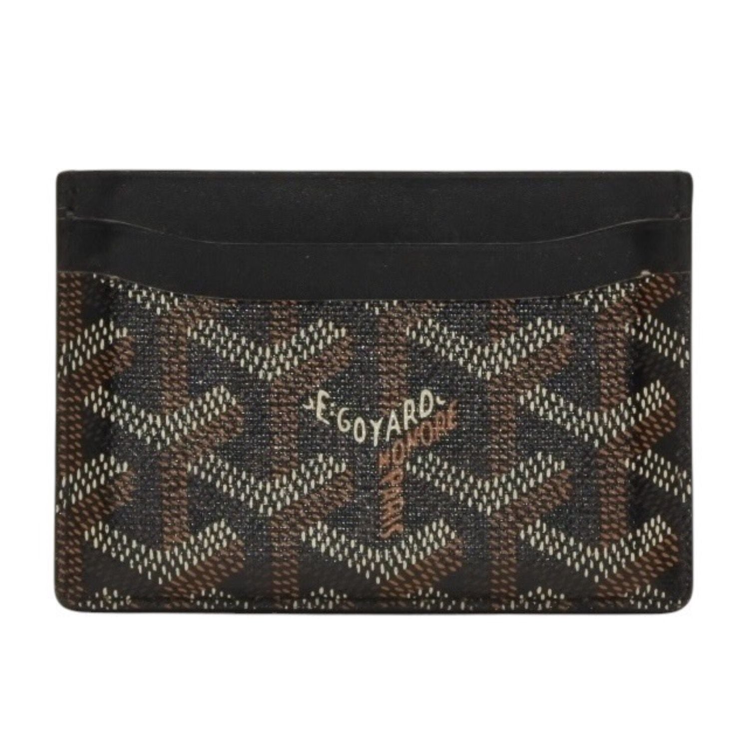 Goyard Saint Sulpice Herringbone Card Case Black Leather