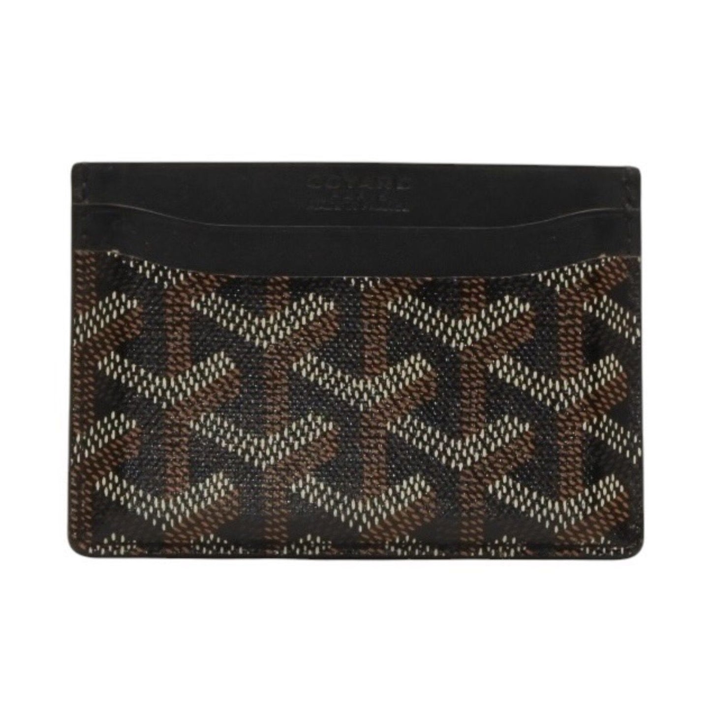 Goyard Saint Sulpice Herringbone Card Case Black Leather — view 2