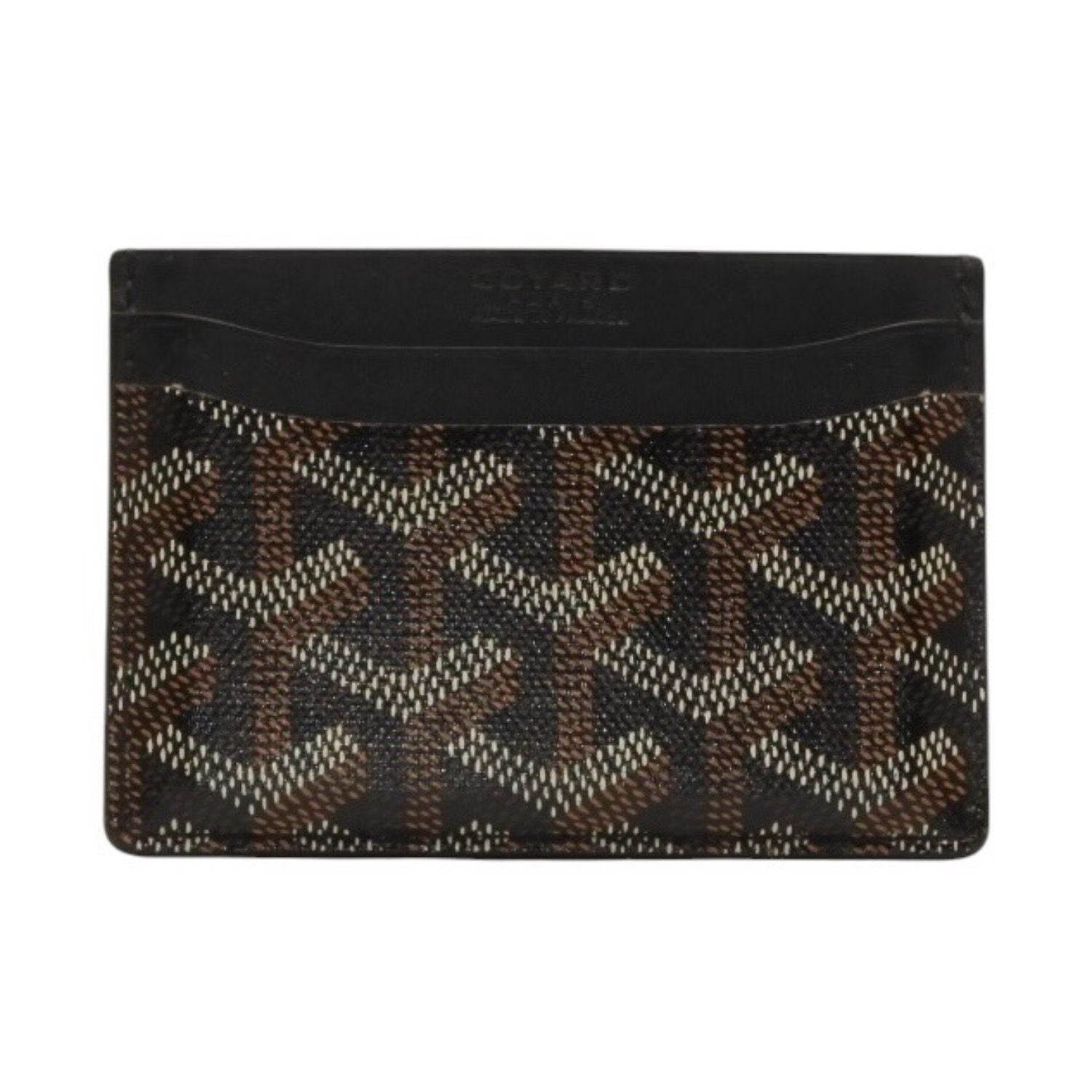 Goyard Saint Sulpice Herringbone Card Case Black Leather — view 2