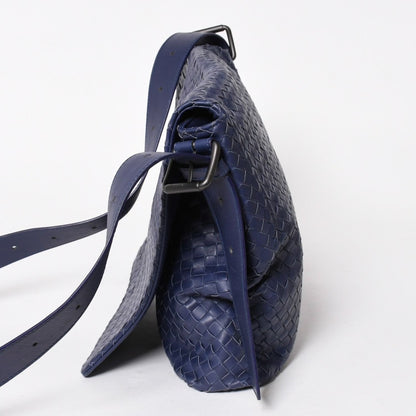 Bottega Veneta Shoulder Bag Intrecciato Blue Matte Silver — view 4