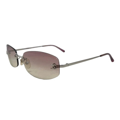 Chanel Sunglasses CC Logo Rimless Gradient Pink Yellow Silver Eyewear